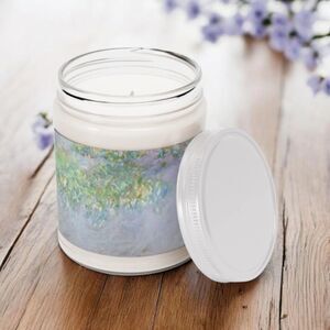 NEW Wisteria Eucalyptus & Lavender Herb Painting Print Glass Jar Scented Candle